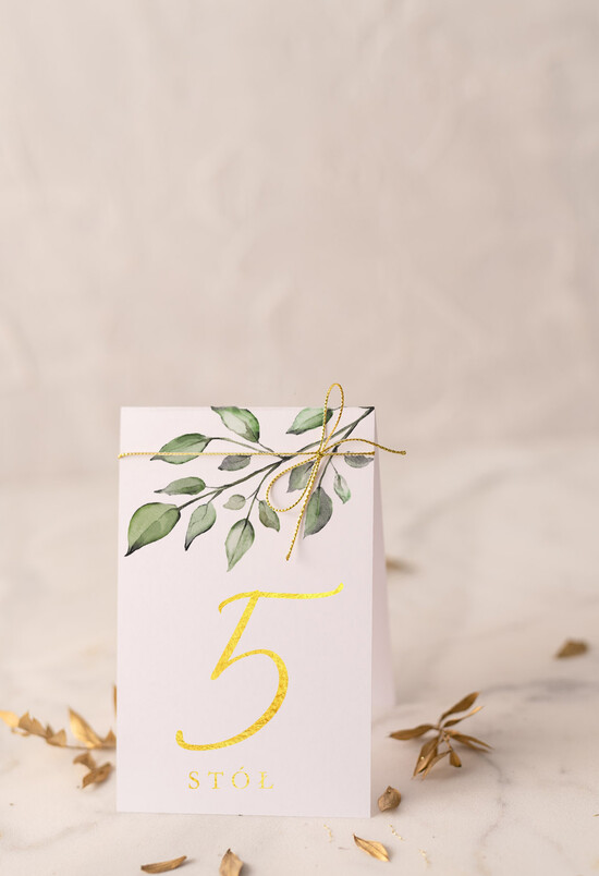 Numery na stół Glamour numery na stoły weselne, złote klasyczne i eleganckie 05/CBL/nrS