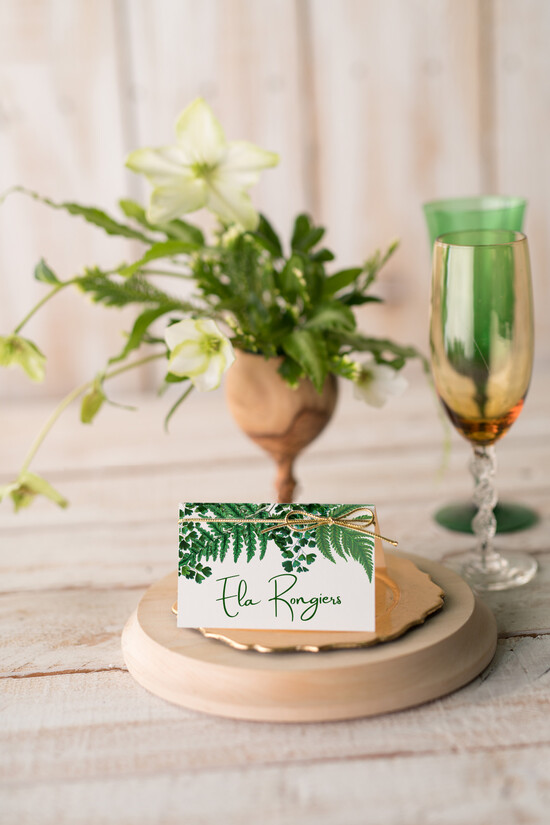 Winietki botaniczne podróżnicze  eleganckie winietki ślubne wizytówki na wesele zielone motywy 03/VbotF/w