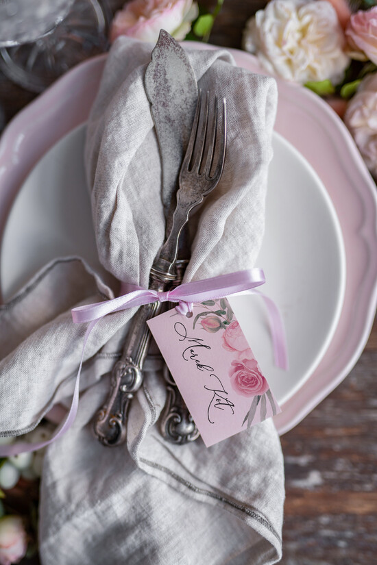 Winietki botaniczne podróżnicze  usadzenie gości na weselu winietki, rustykalne 103/rose/w