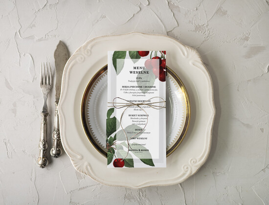 Menu botaniczne podróżnicze  weselne menu karta potraw weselnych, botaniczne z dowolną treścia 16/Vbot/m