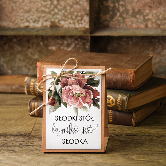 Numery na stół botaniczne podróżnicze  numerek stojak na stół weselny, botaniczne inspirowane natura boho 19/bot/nrS