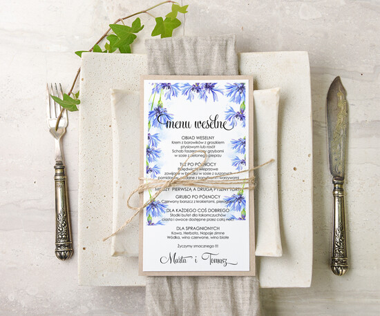 Menu akwarele weselne menu karta dań weselnych, dowolna tresc akwarele 09/akwECO/m