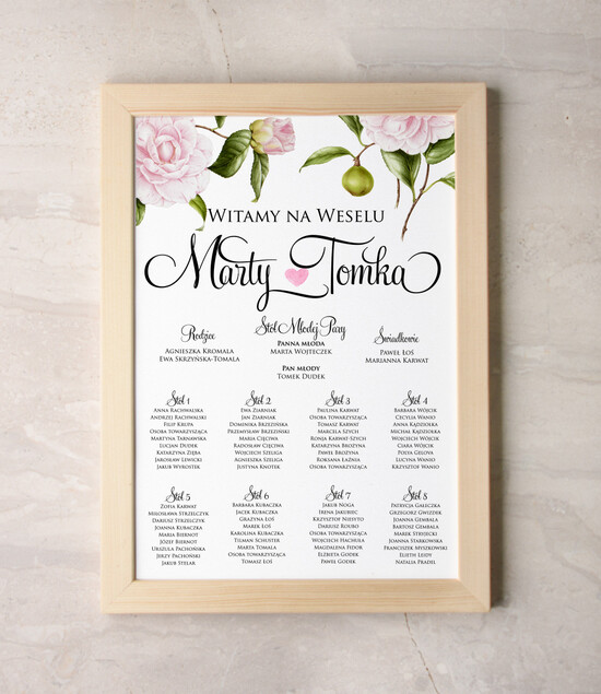 Plany stołów Plakaty botaniczne podróżnicze powitanie gości na sali ślubnej i plan stołów, w stylu rustykalnym 01/bot/PL