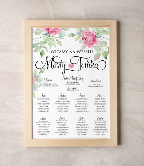 Plany stołów Plakaty botaniczne podróżnicze planer ślubny plan usadzenia gości na weselu, w stylu rustykalnym 10/bot/PL