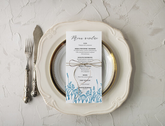 Menu rustykalne menu weselne plan podawania posiłków na weselu, rustykalne wasza treść 08/NWK/m