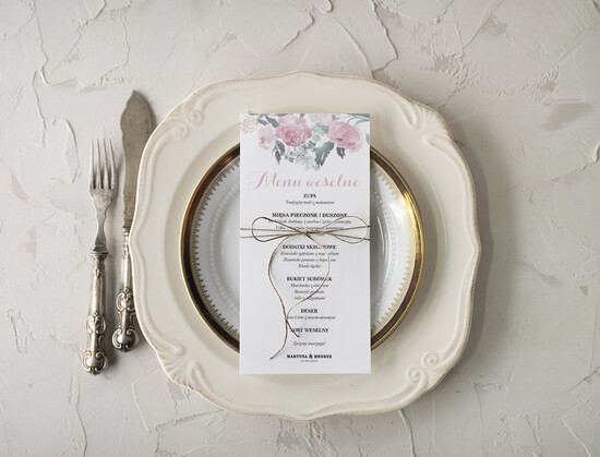 Menu rustykalne menu weselne karta dań weselnych, rustykalne dowolna treść 3/CB/m