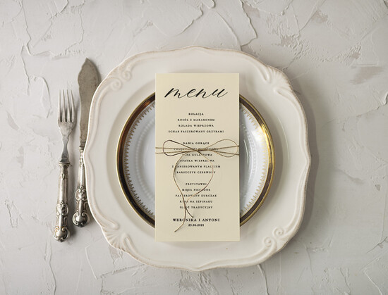 Menu rustykalne menu weselne na stoły karta dań weselnych, rustykalne wasza treść 100/CB/m