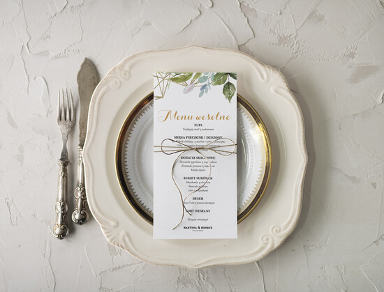 Menu rustykalne weselne menu karta dań weselnych, rustykalne eko dowolona tresc 13/CB/m