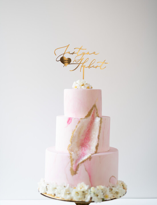 Figurki na tort / cake topper statuetki akryl błyszczący topper na tort weselny złota pleksi    19/topperpelxi/ST