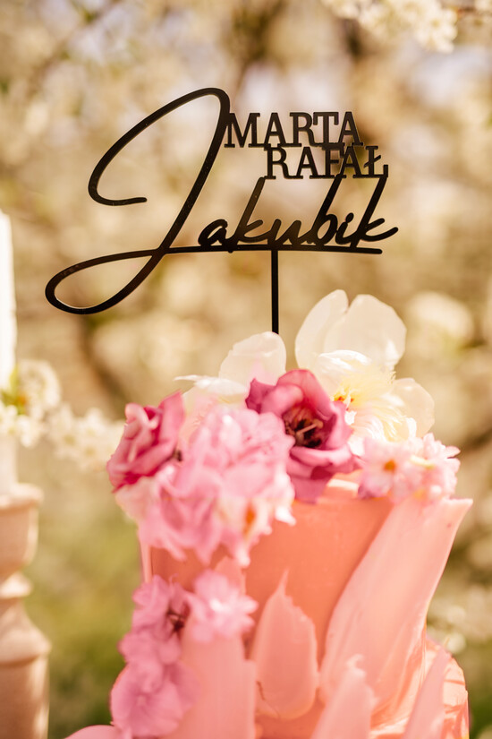Figurki na tort / cake topper statuetki akryl czarny napisy na tort weselny ozdobny spersonalizowany topper  02/topperpelxi/ST