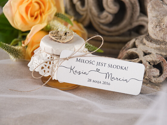 Słodkości / miodki - czekoladki Miody i słoiczki Nutella oryginalne prezenty dla gości weselnych, słoiczki do miodu 01/mkl/MD