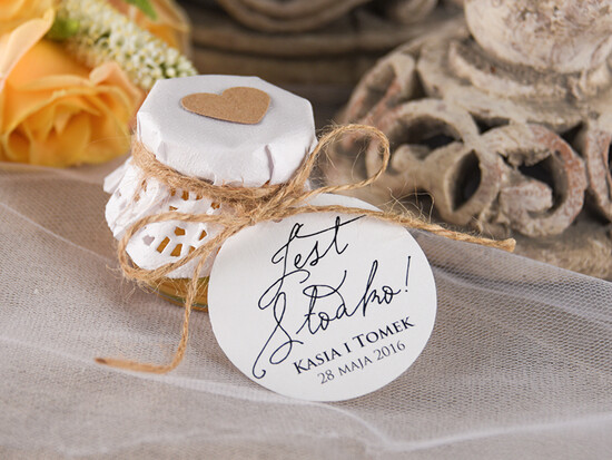 Słodkości / miodki - czekoladki Miody i słoiczki Nutella prezencik dla gości weselnych, personalizowany miod 03/mkl/MD