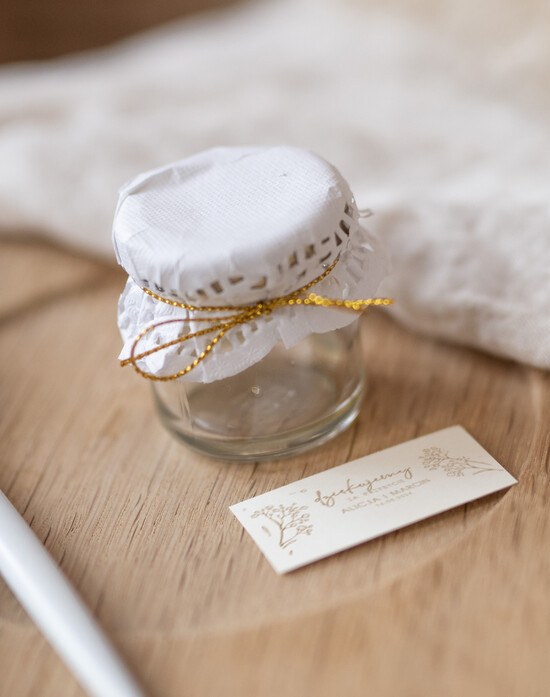 Słodkości / miodki - czekoladki Miody i słoiczki Nutella podziękowania dla gości weselnych za przybycie, maly miod 02/Now/MDp