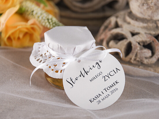 Słodkości / miodki - czekoladki Miody i słoiczki Nutella podziękowania dla gości weselnych, małe miodziki 04/mkl/MD