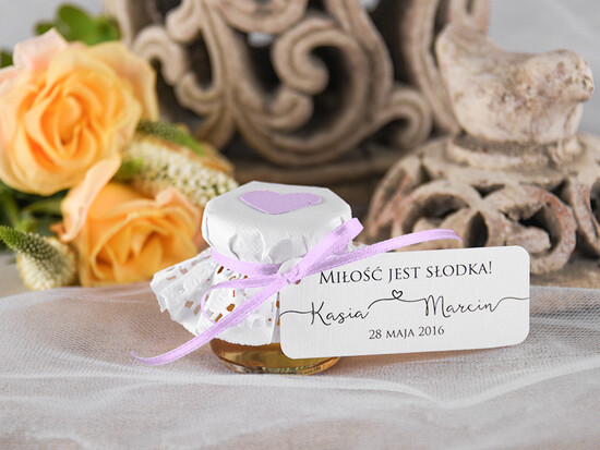 Słodkości / miodki - czekoladki Miody i słoiczki Nutella podarunki dla gości weselnych, miód w słoiku 05/mkl/MD