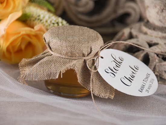 Słodkości / miodki - czekoladki Miody i słoiczki Nutella pomysłowe podziękowania dla gości, miodek w słoiczku 08/mkl/MD