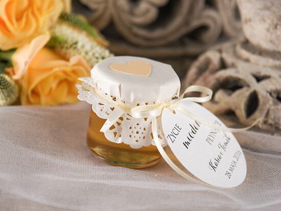 Słodkości / miodki - czekoladki Miody i słoiczki Nutella prezencik dla gości weselnych, maly sloiczek miodu 11/mkl/MD