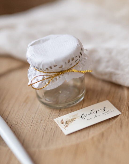 Słodkości / miodki - czekoladki Miody i słoiczki Nutella podziękowanie dla gości weselnych, mały miodek 20/Now/MDp