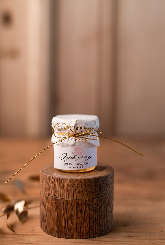 Słodkości / miodki - czekoladki Miody i słoiczki Nutella ślubne upominki dla gości weselnych, słoiczek miodu 3/botGLAM/MD