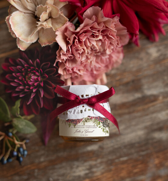 Słodkości / miodki - czekoladki Miody i słoiczki Nutella prezenty ślubne dla gości weselnych, słoiczki do miodu 01/georus/md