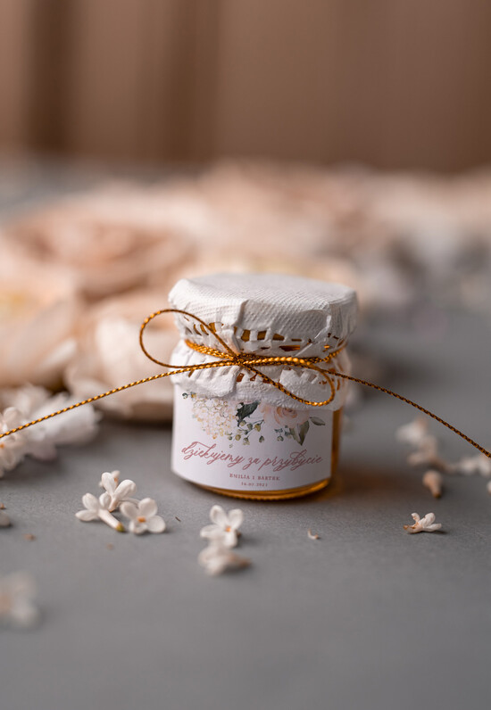 Słodkości / miodki - czekoladki Miody i słoiczki Nutella prezenty ślubne dla gości weselnych, miodziki w słoiczku 1/kalkaF/MD