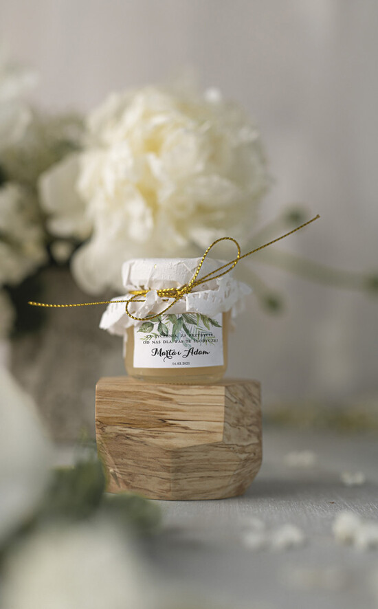 Słodkości / miodki - czekoladki Miody i słoiczki Nutella podziękowanie dla gości weselnych  miodziki male słodki prezent   02/harm/MD