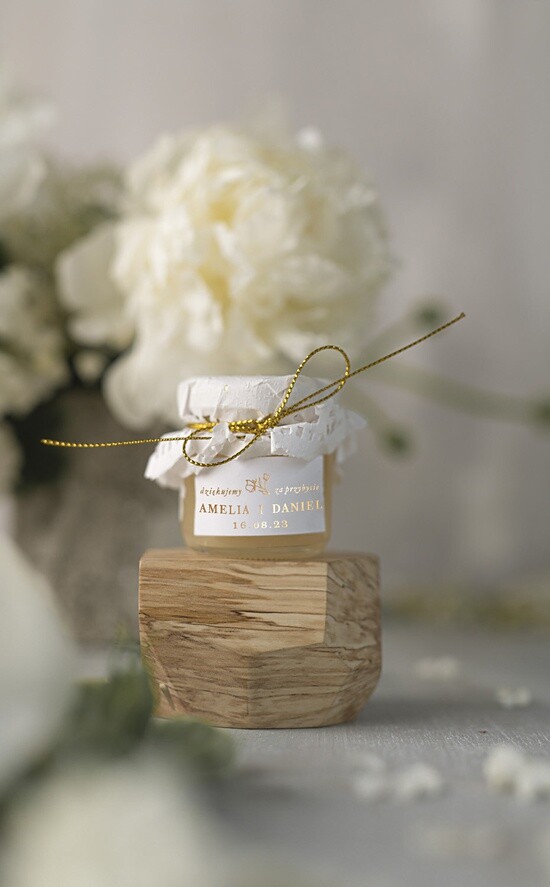 Słodkości / miodki - czekoladki Miody i słoiczki Nutella podarunki ślubne dla gości weselnych, miody w sloiczku 04/glamf/MD