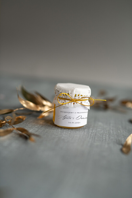 Słodkości / miodki - czekoladki Miody i słoiczki Nutella upominki ślubne od pary młodej dla gości weselnych, miodki w słoiczku 1/włn/MD