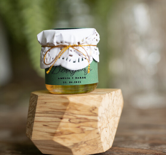 Słodkości / miodki - czekoladki Miody i słoiczki Nutella podziękowania prezenciki dla gości weselnych  mini słoiczek miod     02/botn/MD