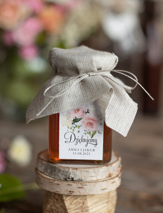 Słodkości / miodki - czekoladki Miody i słoiczki Nutella upominki dla gości weselnych  miód w słoiczku podziękowania dla gości   01/słD/MD