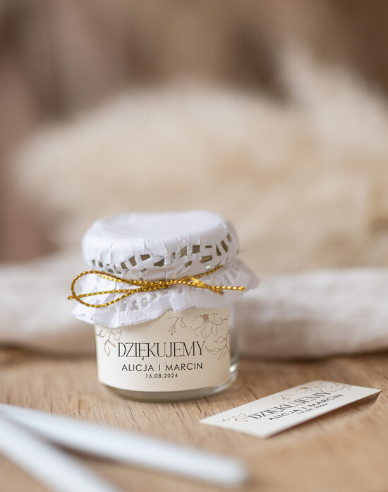 Słodkości / miodki - czekoladki Miody i słoiczki Nutella piękne podziękowania, sloiczki do miodu 19/Now/MDp