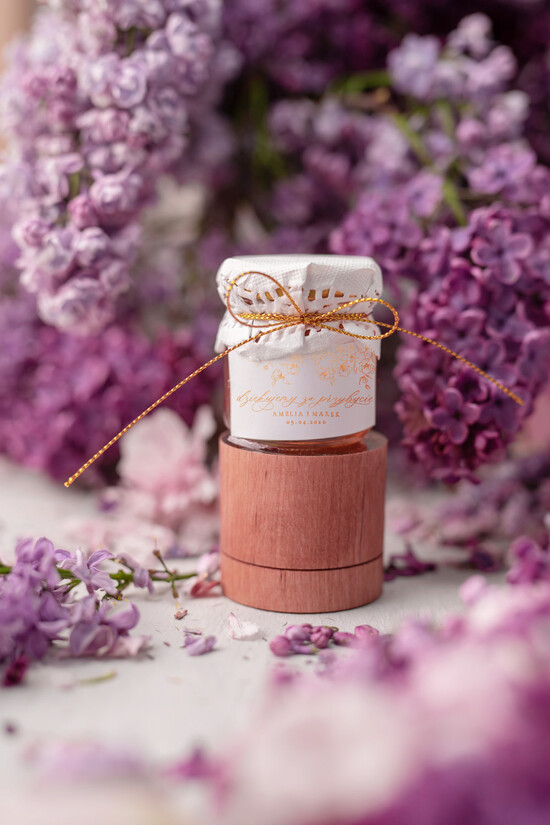 Słodkości / miodki - czekoladki Miody i słoiczki Nutella prezenciki dla gości weselnych, mini sloiczki miod 2/glamF/MD