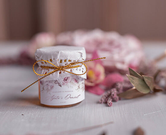 Słodkości / miodki - czekoladki Miody i słoiczki Nutella prezencik dla gości weselnych, miód w słoiczku na podziękowania dla gości, prezent za przybycie na w 01/kalkaL/MD