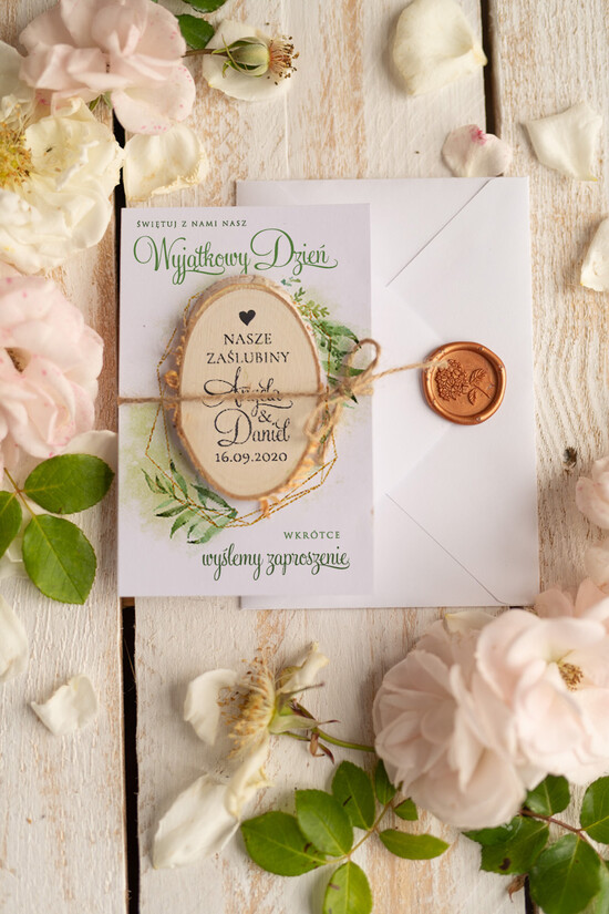 Zmień/Zarezerwuj datę ślubu - save the date botaniczne zawiadomienia ślubne    01/vbot/STD