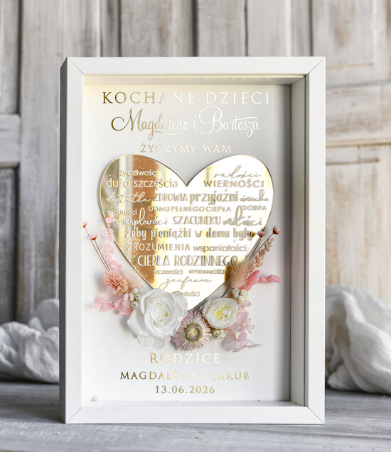 Przysięga Małżeńska  Błogosławieństwo od Rodziców Błogosławieństwo od Rodziców błogosławieństwo od Rodziców dla pary młodej wydruk na złotym sercu 1/BLzłotoKw/RamaBŁ