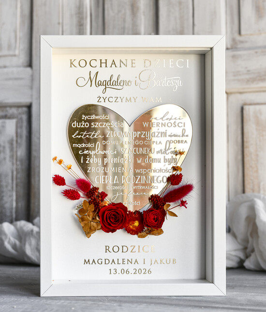 Przysięga Małżeńska  Błogosławieństwo od Rodziców Błogosławieństwo od Rodziców błogosławieństwo od Rodziców dla pary młodej wydruk na złotym sercu 4/BLzłotoKw/RamaBŁ