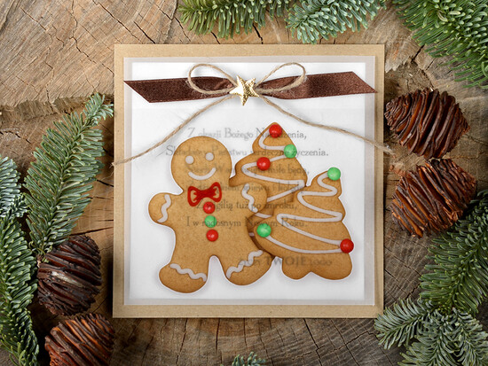 Kartki świąteczne z logo firmy retro firmowe kartki bozonoarodzeniowe z logo, kalkowe ze wstążką 12/retro/ksw