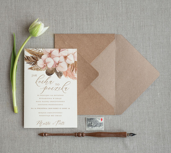 Zmień/Zarezerwuj datę ślubu - save the date Zmień datę Ślubu informacja z nową datą ślubu dopasowana do zaproszeń  11/cb/STD