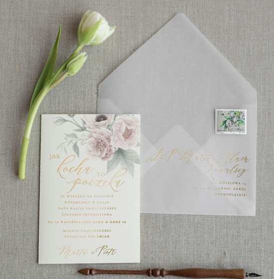 Zmień/Zarezerwuj datę ślubu - save the date Zmień datę Ślubu informacja z nową datą ślubu dopasowana do zaproszeń  4/CBL/std