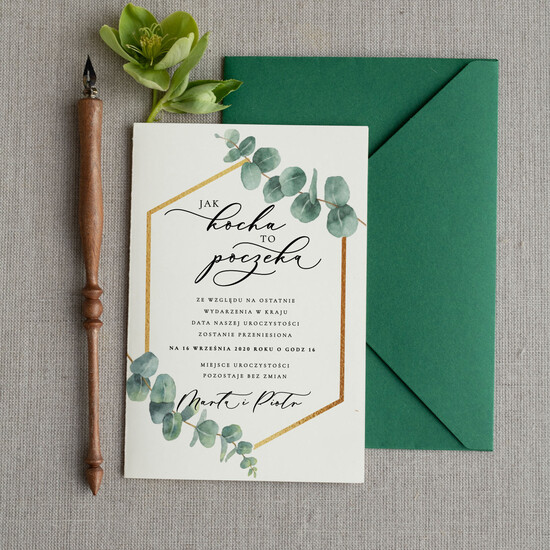 Zmień/Zarezerwuj datę ślubu - save the date Zmień datę Ślubu zmień datę ślubu karta dopasowana do zaproszeń  1/geotus/STD