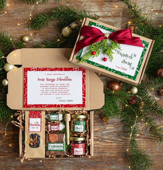 Prezenty oferta dla Firm kawa  herbata miód Paczki świąteczne dla pracowników, prezenty biznesowe dla firm z kawą i herbatą, upominki na święta  17/EkoMiniWs/swieta