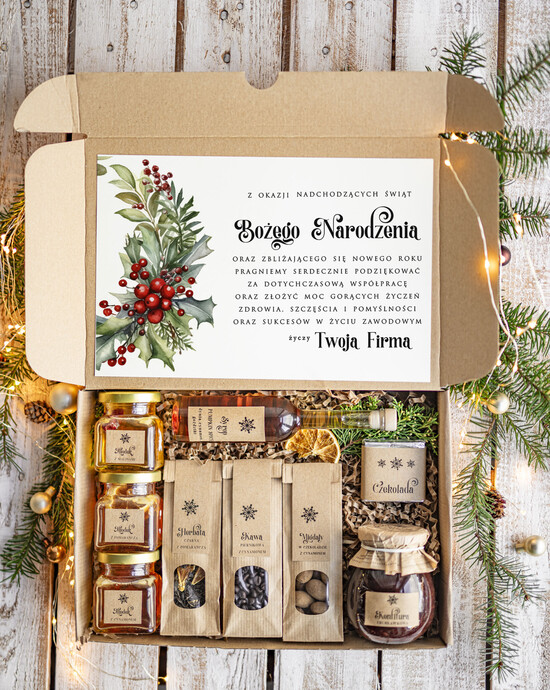 Prezenty oferta dla Firm kawa  herbata miód Prezenty na Boże Narodzenie dla klientów, bożonarodzeniowy prezent biznesowy dla firm herbata i miód 40/EkoDx/swieta