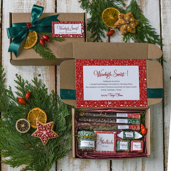 Prezenty oferta dla Firm kawa  herbata miód zestawy świąteczne dla pracowników oferta na boże narodzenie dla firm pudełko z herbatą i kawą     06/logopudK/KH
