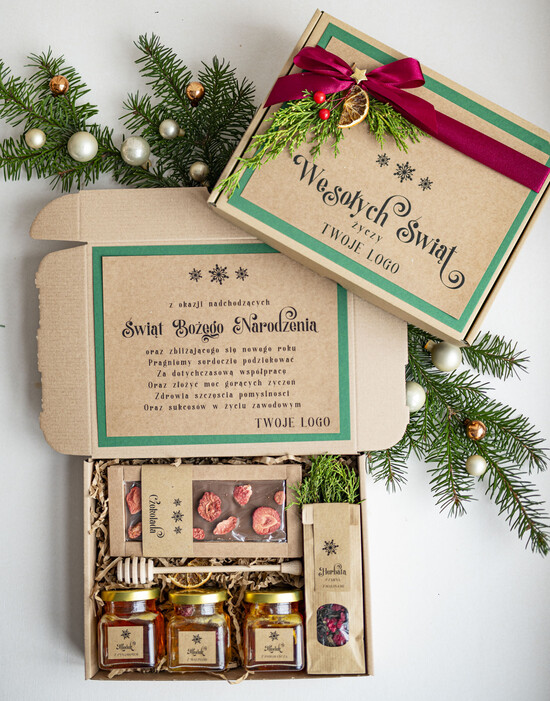 Prezenty oferta dla Firm kawa  herbata miód Miody na Prezenty na Boże Narodzenie dla klientów, bożonarodzeniowy prezent biznesowy dla firm herba 01/NaturalSr/swieta