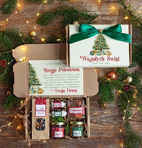 Prezenty oferta dla Firm kawa  herbata miód Paczki świąteczne dla pracowników, prezenty biznesowe dla firm z kawą i herbatą, upominki na święta  02/EkoMiniWs/swieta