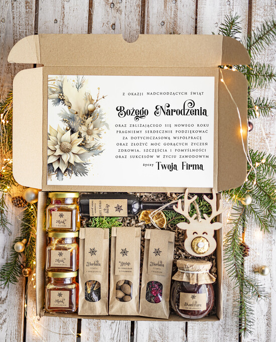 Prezenty oferta dla Firm kawa  herbata miód Prezenty na Boże Narodzenie dla klientów, bożonarodzeniowy prezent biznesowy dla firm herbata i miód 36/EkoDx/swieta