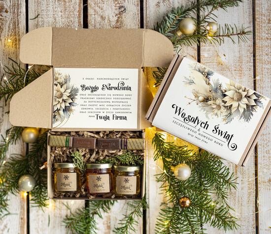 Prezenty oferta dla Firm kawa  herbata miód Drobne Prezenty na Boże Narodzenie dla klientów, bożonarodzeniowy prezent biznesowy dla firm herbata 04/EkoMini/swieta