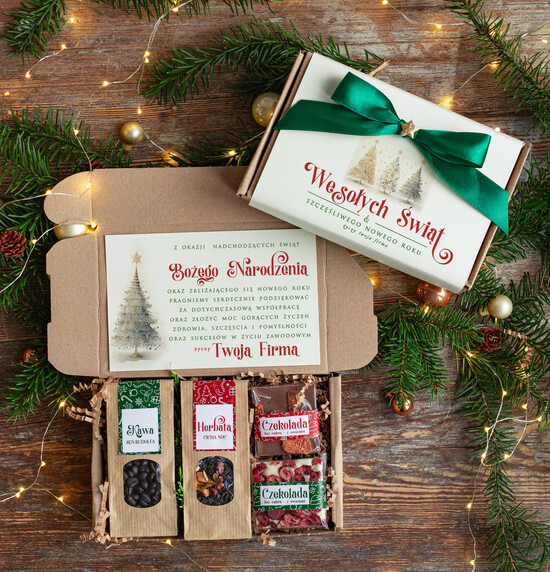 Prezenty oferta dla Firm kawa  herbata miód Paczki świąteczne dla pracowników, prezenty biznesowe dla firm z kawą i herbatą, upominki na święta  10/EkoMiniWs/swieta