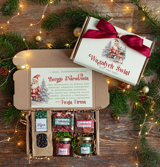 Prezenty oferta dla Firm kawa  herbata miód Paczki świąteczne dla pracowników, prezenty biznesowe dla firm z kawą i herbatą, upominki na święta  03/EkoMiniWs/swieta