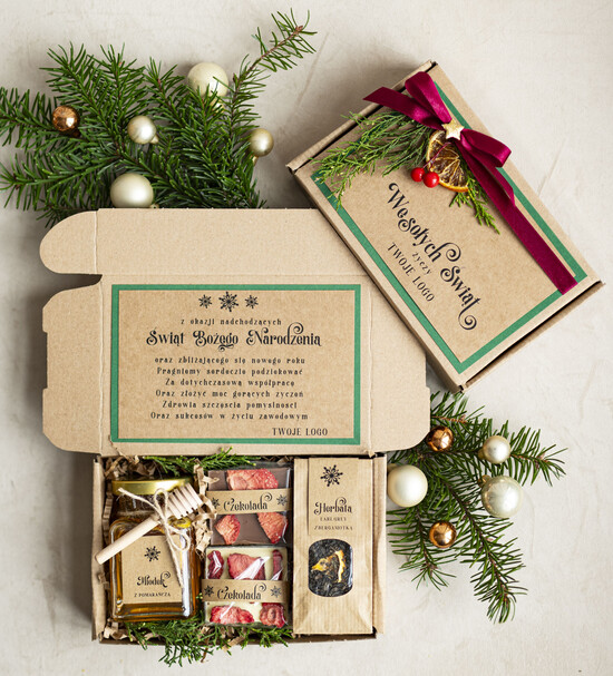 Prezenty oferta dla Firm kawa  herbata miód Drobne Prezenty na Boże Narodzenie dla klientów, bożonarodzeniowy prezent biznesowy dla firm herbata 01/NaturalML/swieta